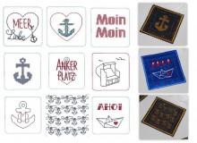 Stickserie ITH Mug Rugs - Maritim 3